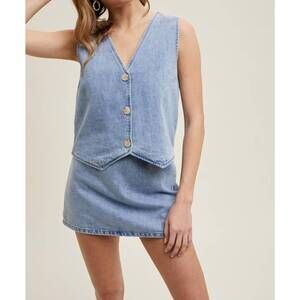 NEW WISHLIST relaxed fit vest in denim
